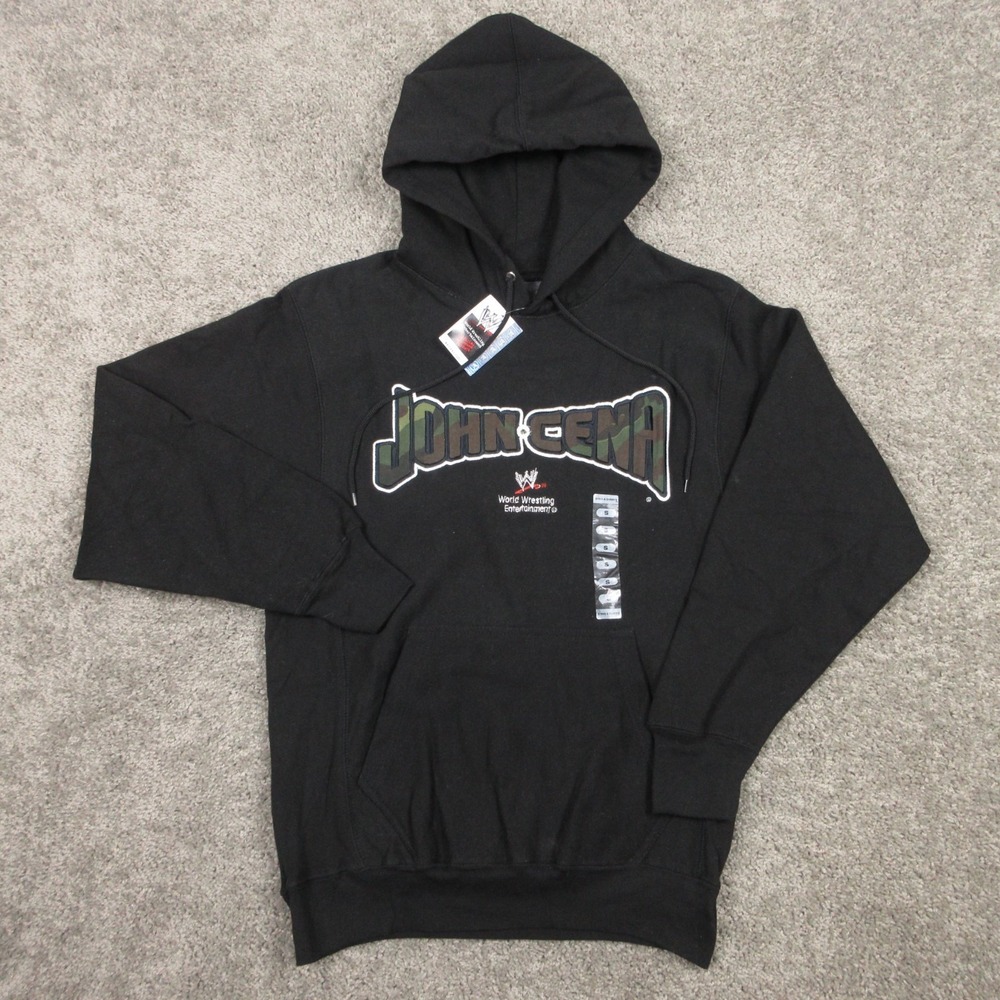 Vintage‎ John Cena Hoodie Mens Small Black Sweatshirt Heavyweight Y2K WWE NEW